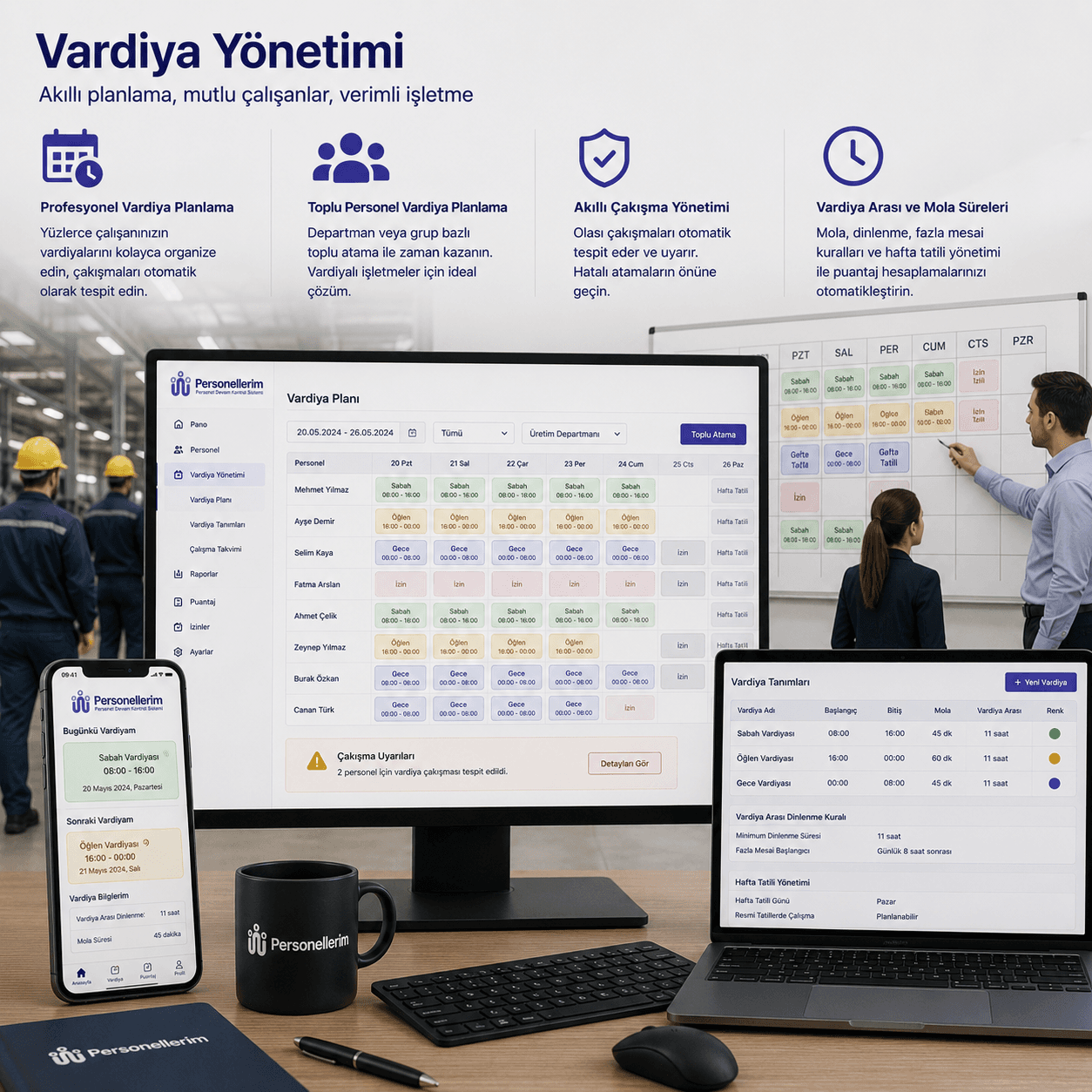 Vardiya yönetimini kolay, eksiksiz ve profesyonelce yapın!